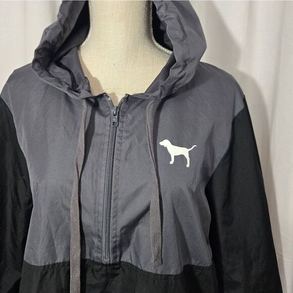 Victoria’s Secret PINK Hooded Quarter-Zip Windbreaker Pullover, Size XS - Picture 3 of 8